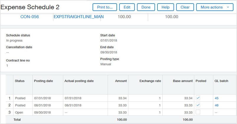 Die Terminierung "Ausgaben" zeigt die bis zum 31. August gebuchten Ausgaben an.