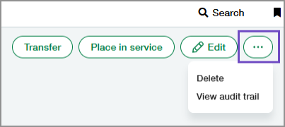 Schaltfläche "Weitere Optionen" in einem Datensatz mit dem Link zu "Prüfprotokoll anzeigen"