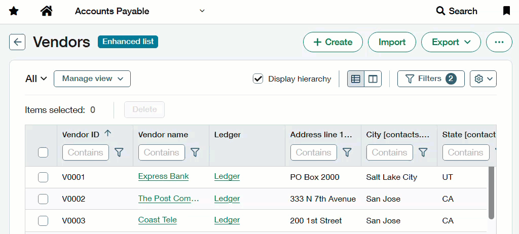 Erweiterte Liste deaktivieren