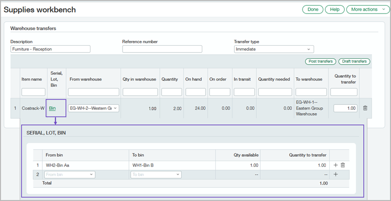 Nachverfolgungsinformationen für einen Verbrauchsmaterial-Artikel hinzufügen