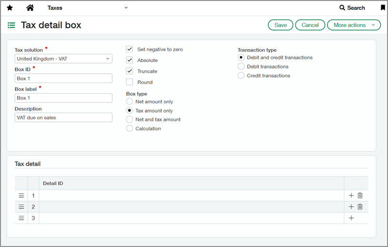 Screenshot der Definitionsseite für das Feld "Steuerangaben"