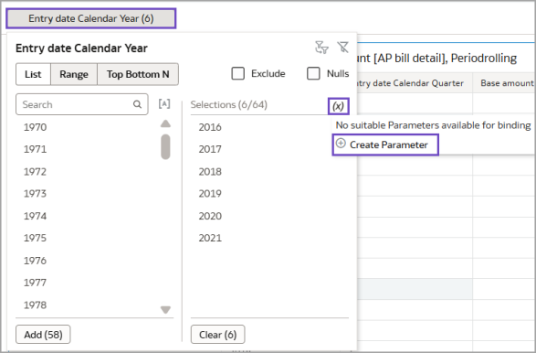 Create and bind parameters to filters in IVE