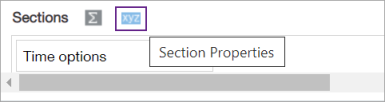 Section Properties icon is highlighted at the top of the Sections pane, to make it easy to find.