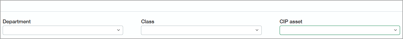 CIP assets The expanded CIP assets dialog is shown, where you can view a list of available assets or add a new asset.