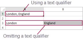 User interface example of entering a text qualifier for use and entering another text qualifier for omission.
