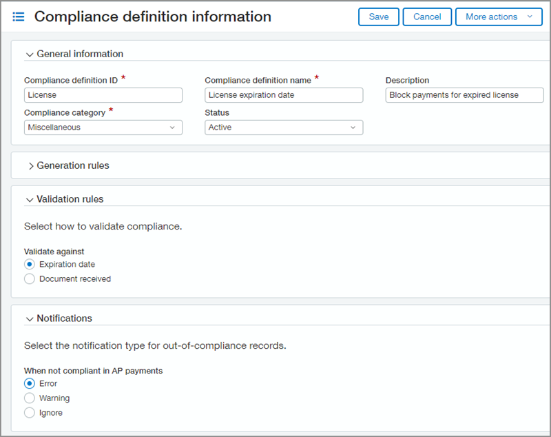 Compliance definition information page.