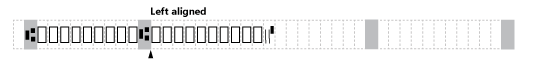 Left alignment on the account number field of a cheque.