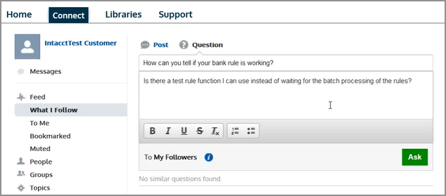 Question and details text entry box that displays after selecting Question.