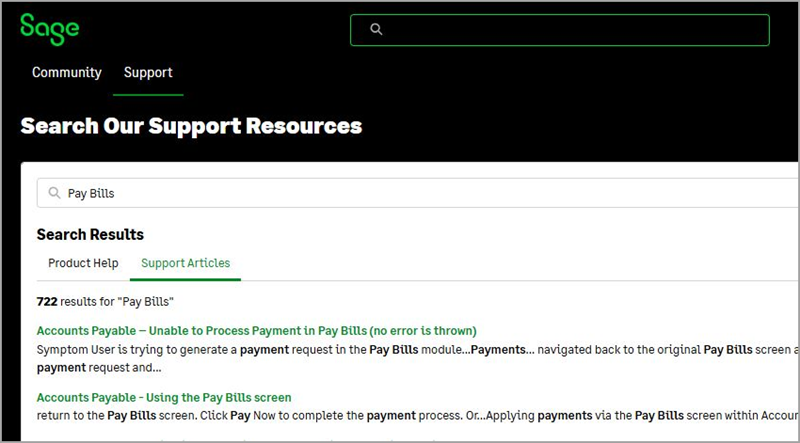 The Search Our Knowledgebase search bar with sample search string.