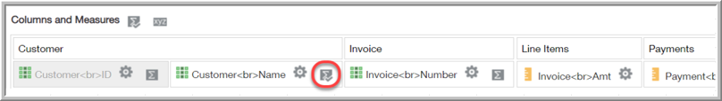 The Sum icon, or Signa symbol, is located to the far right of a column in the Layout section in the bottom half of the Editor screen.