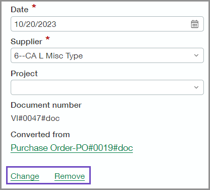 Callout of options to change or remove the matched transaction.