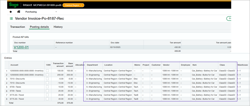 View dimension distributions in subtotal lines