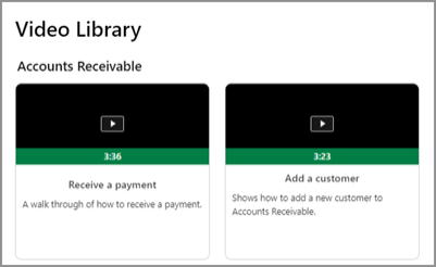 Video library showing Accounts Receivable videos