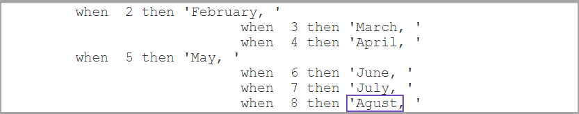 Example of a misspelling in the SQL of a report that can be fixed with Apply XML.
