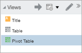 List of views in the views pane.