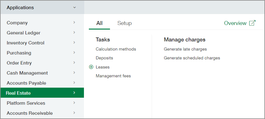 The All tab on the Real Estate application menu.