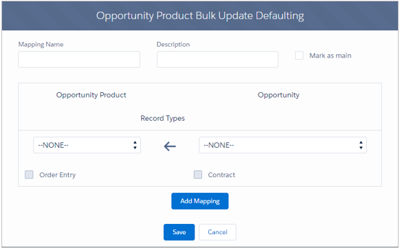 The Opportunity Product Bulk Update Defaulting allows more than one mapping.