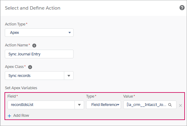 An example of using the Process Builder to sync journal entries.