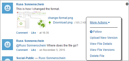 The More Actions menu opened from a Collaborate comment.