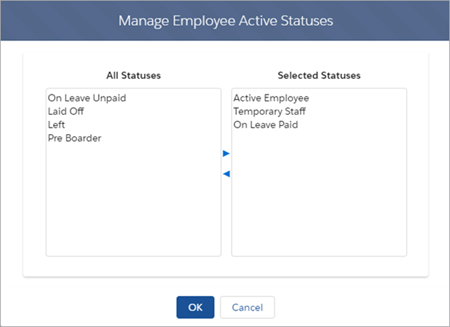 Gestiona el estado de los miembros del equipo en la aplicación Sage Intacct en Salesforce.