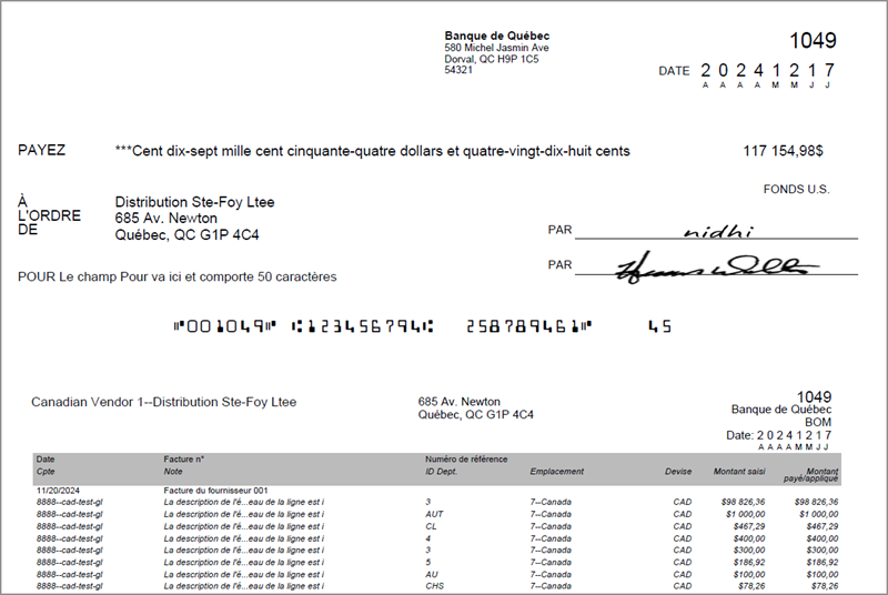 Captura de pantalla de un cheque canadiense en blanco y en francés.