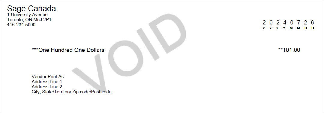 Exemple de chèque CAD.