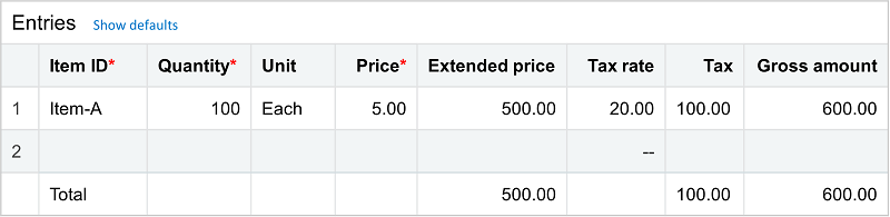 Taux en pourcentage calculé pour cent pour l’élément de taxe d’une ligne.