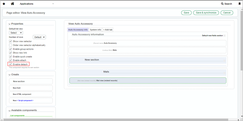 Option Activer la dissociation mise en surbrillance dans l’éditeur de page.