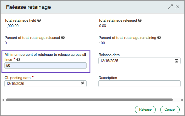 Fenêtre de levée de la retenue de garantie