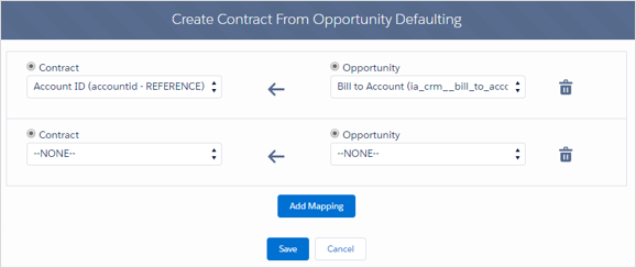Définissez les champs par défaut de l’opportunité au contrat.